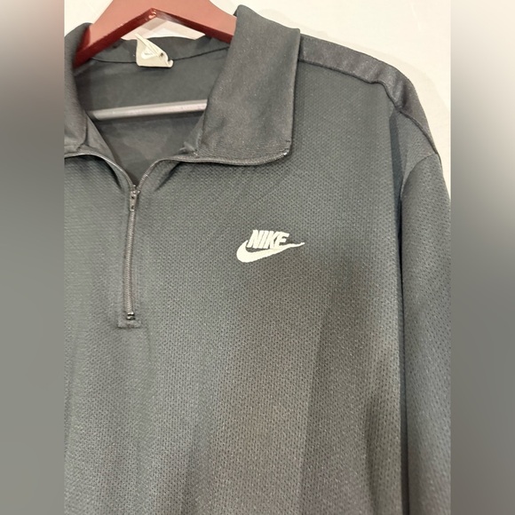 Vintage Y2K Nike Quarter Zip Pullover Sweatshirt XL Black Mesh Logo Top - Picture 3 of 6
